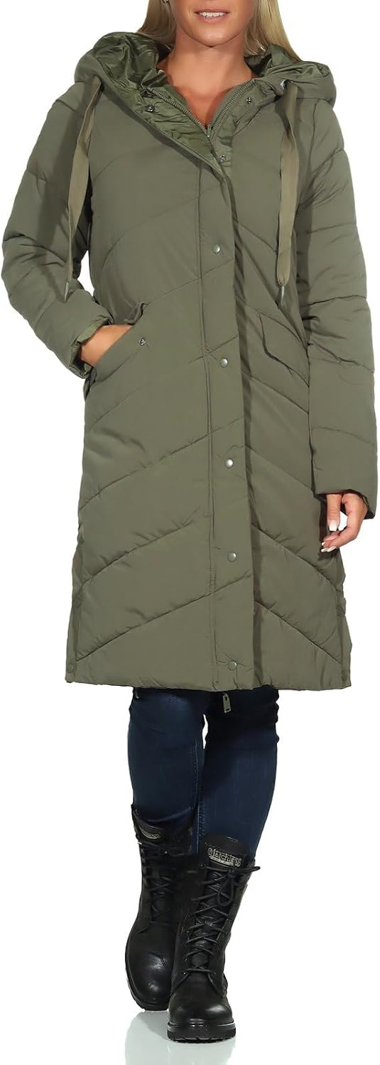Hailys Damen Steppmantel Ca44rlotta mit Kapuze S khaki, S khaki