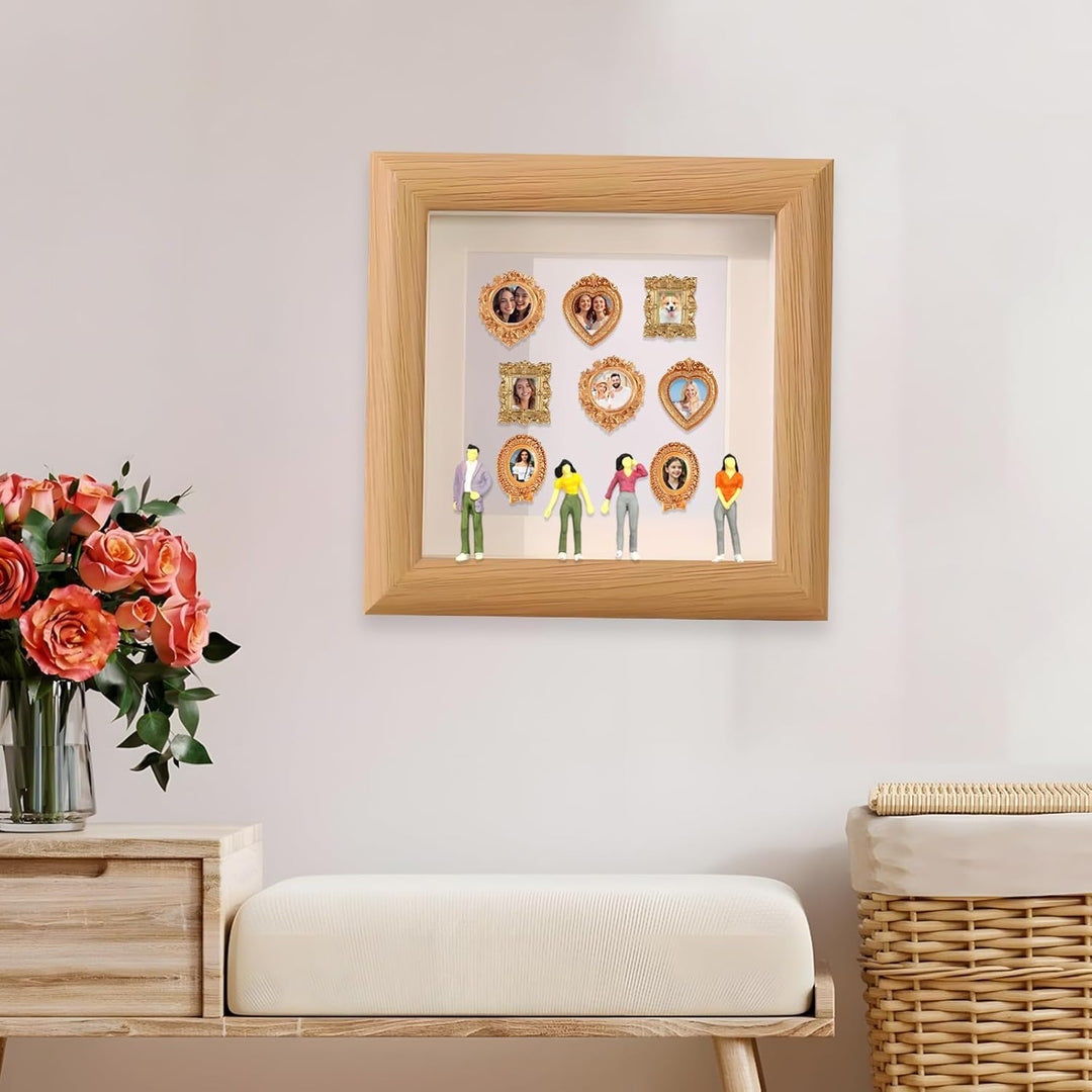 Mini Figuren Museum erinnerungs-B-Ox Mit Goldenen Mini-Rahmen Und Figuren, mini-Museum-silhouettenbo