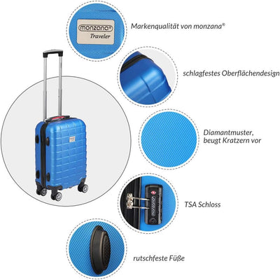 Monzana® Koffer Handgepäck Trolley mit TSA Schloss Zwillingsrollen Teleskopgriff Standfüsse Grösse L