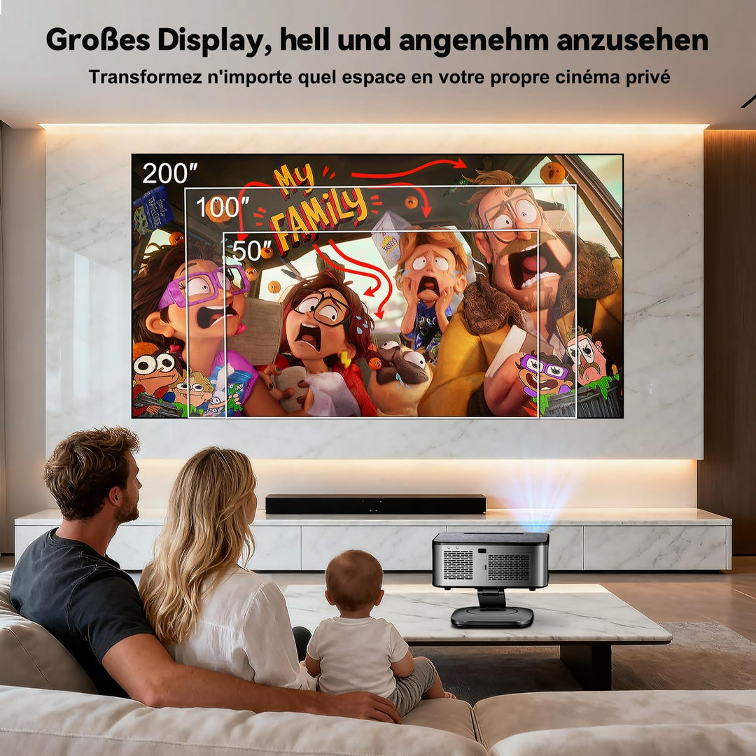 Beamer 4K【1500 ANSI & Google TV/Autofokus】 Full HD 1080P 38000 Lumen XIWBSY Smart Beamer mit WiFi 6,