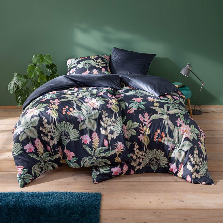 ESTELLA Mako Interlock Jersey Bettwäsche Tamara Nachtblau 155x220 cm + 80x80 cm, 155x220 cm + 80x80