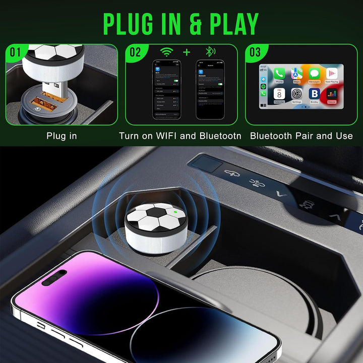 Wireless CarPlay Adapter &amp; Android Auto, Wechseln zwischen zwei Telefonen | Mini Plug &amp; Play, Schnel