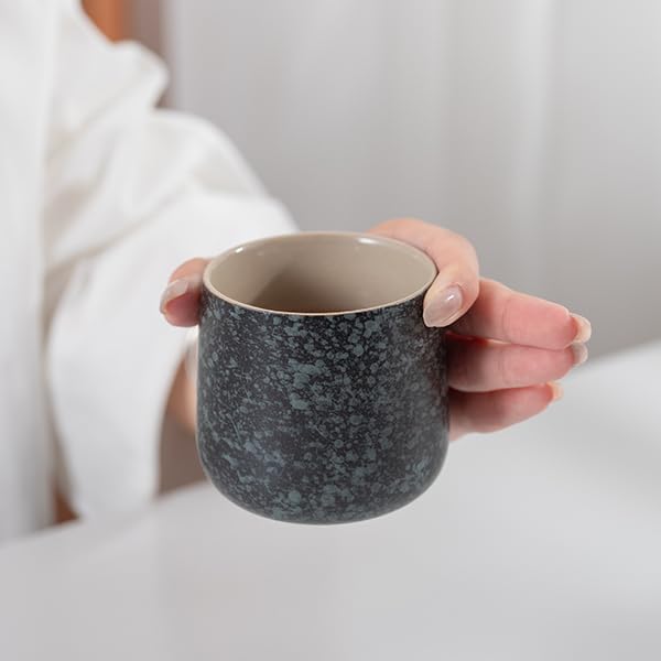 TEANAGOO Keramische japanische Teetasse, 7,2Oz / 205 ml, Charcoal Grey, H17, 4 Stück/Karton, Besetzt