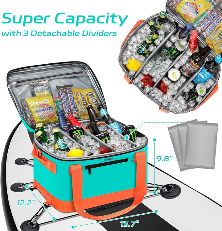 Paddle Board Cooler Wasserdicht, Super Capacity SUP Paddleboard Deck Cooler mit Schultergurt & 6 ela