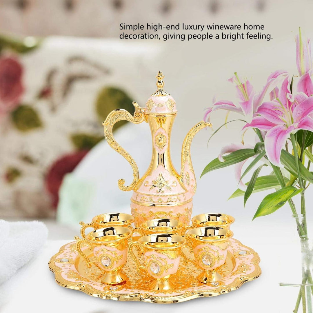Vintage Türkische Kaffeekanne mit 6 Kaffeetassen, Türkisches Metall Teeset Einschliesslich Handwerkl
