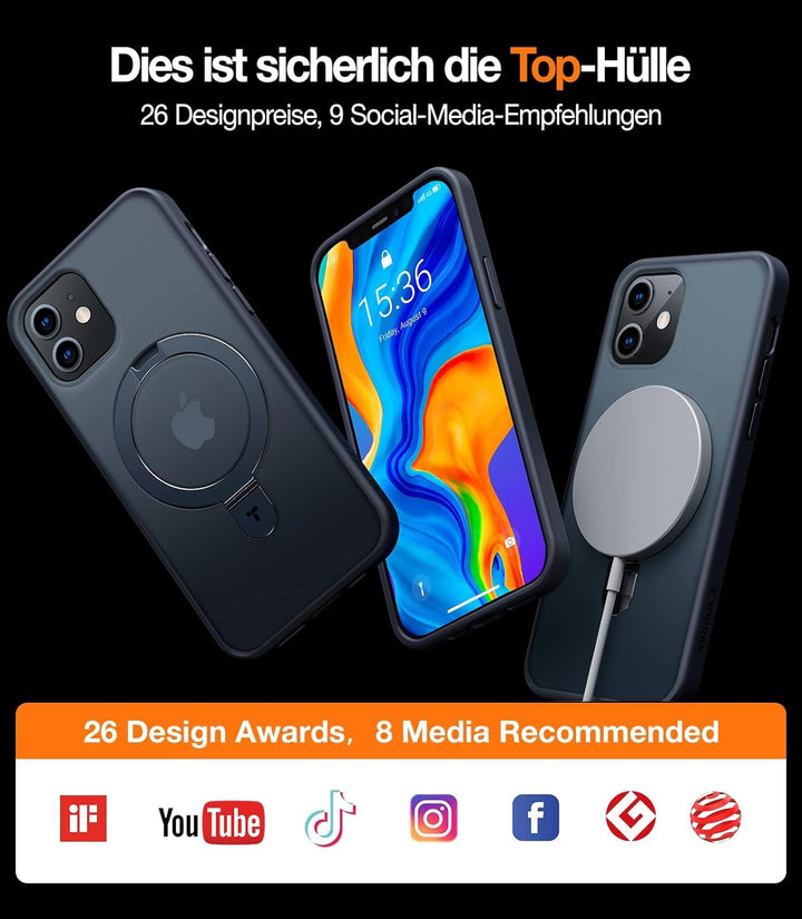 TORRAS für MagSafe-Ständer für iPhone 12 Hülle, iPhone 12 Pro Hülle mit Unsichtbar Ring Zertifiziert