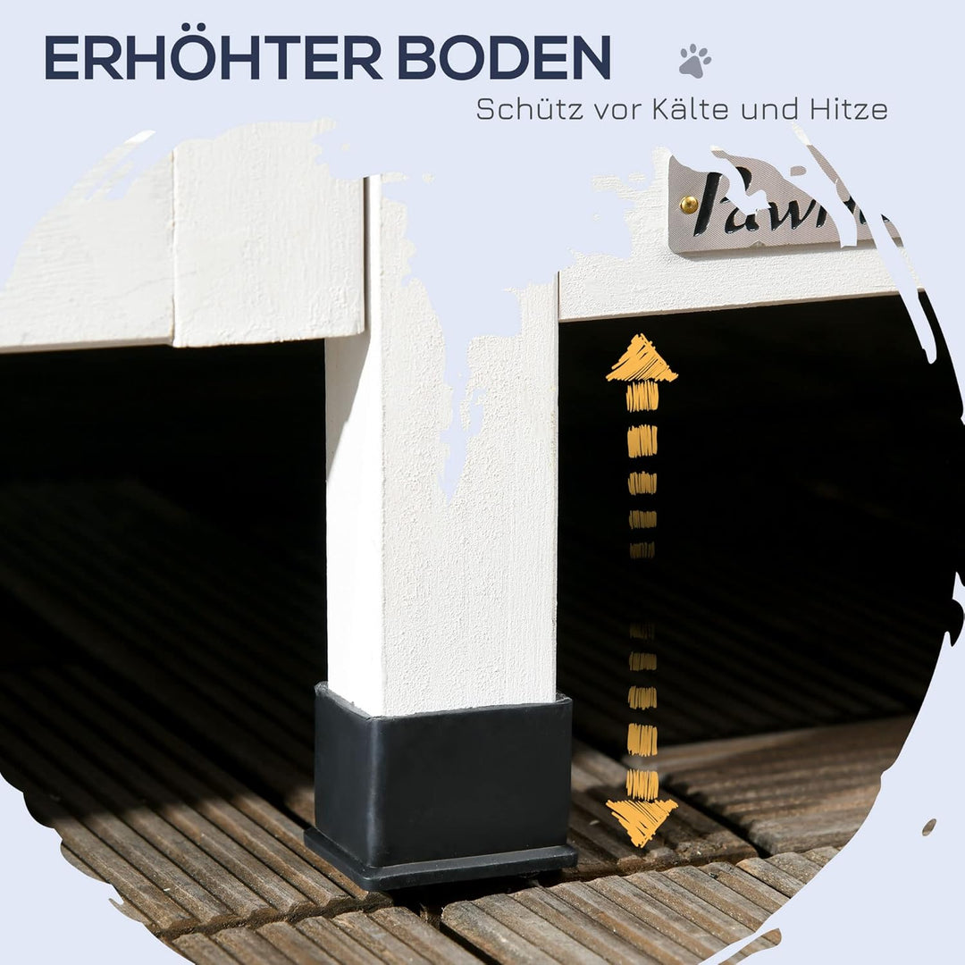 PawHut Katzenhaus aus Holz, Winterfest Katzenhütte mit Mehreren Eingängen, 2 Etagen, Katzenhöhle für