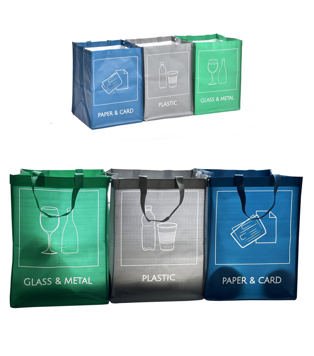Wiederverwendbare Recycling-Taschen, 3er-Pack Innen- und Aussenbereich Mülltrennung, Wasserdichte Ab