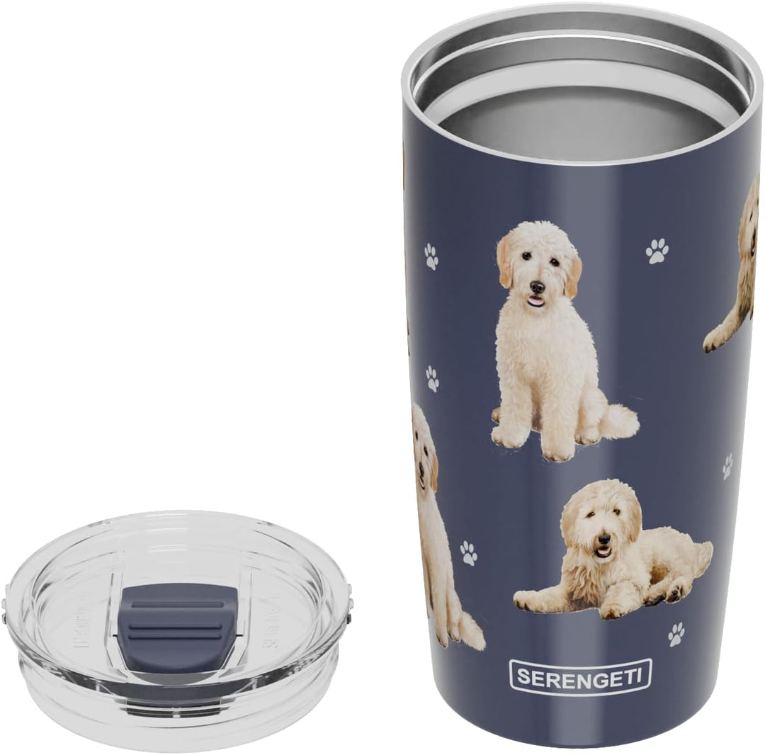 SERENGETI Goldendoodle Thermobecher aus Edelstahl, vakuumisoliert, mit auslaufsicherem Deckel, 3D-Dr