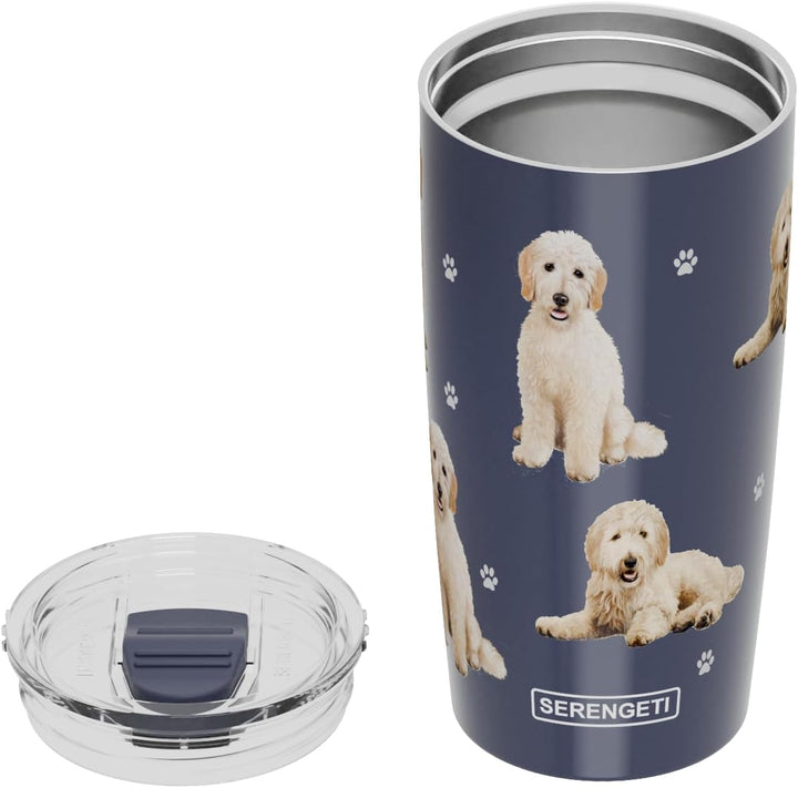 SERENGETI Goldendoodle Thermobecher aus Edelstahl, vakuumisoliert, mit auslaufsicherem Deckel, 3D-Dr