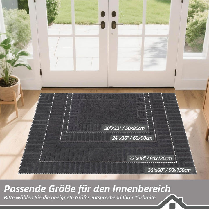BEQHAUSE Fussmatte Innen, Schmutzfangmatte Waschbar 80 * 120 cm, Fussabtreter Innen Maschinenwaschba