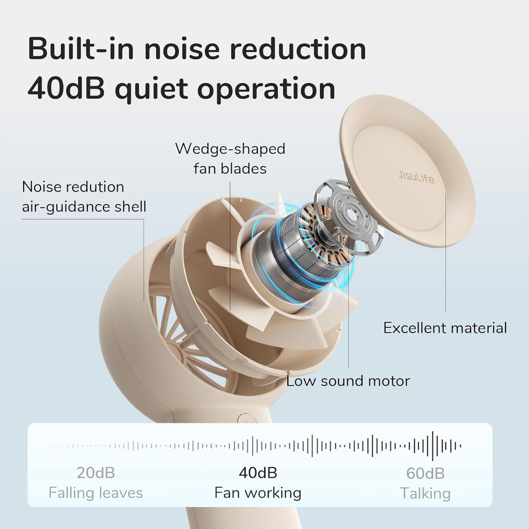 JISULIFE Turbo Handventilator Akku [16 Stunden Lange Arbeitszeit] 4000mAh Tragbarer Mini Ventilator