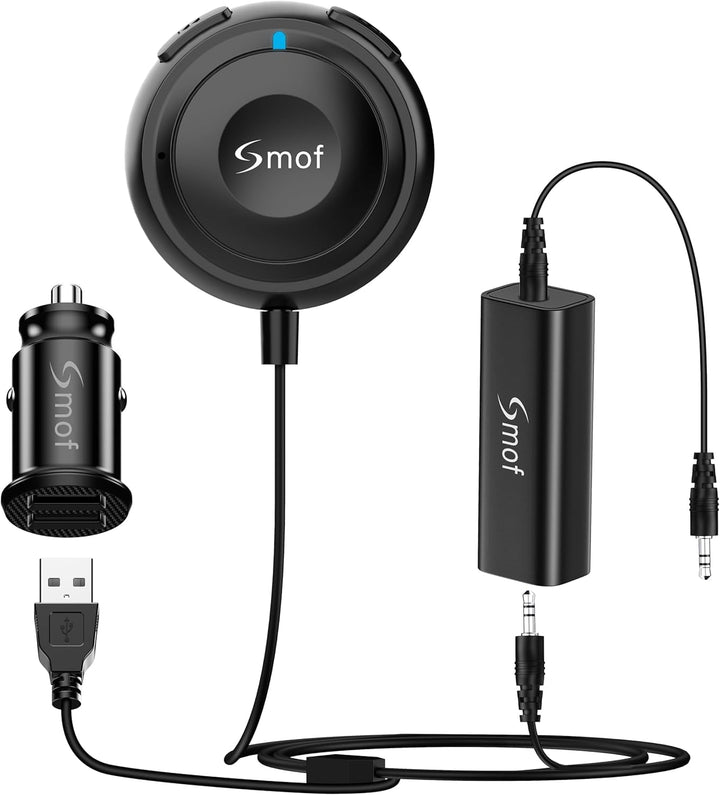 Bluetooth Autoadapter, AUX Bluetooth Adapter für Auto mit Erdungsring, Geräuschisolierung, für Freis
