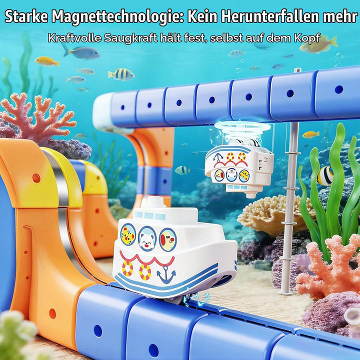 3T6B Electric Train Set Flexible Cube Track, DIY Magic Rail Block mit Schwerkraftdefying 3D-Layouts,