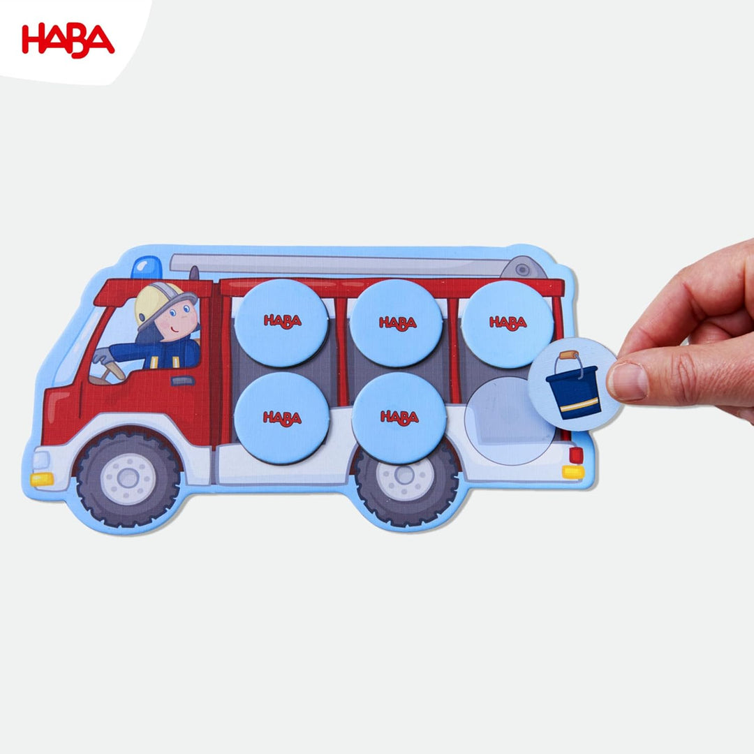 HABA Feuerwehr – Meine ersten Spiele – interaktives Feuerwehr Spielzeug für Kinder ab 2 Jahren, Spie
