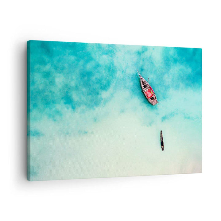 ARTTOR Bilder auf Leinwand Insel Boot Schiff Ozean Leinwandbild 70x50cm Wandbilder Dekoration Wohnzi