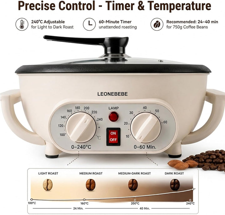 Home Kaffeeröster, röstmaschine, Haushalt Elektrischer Kaffeebohne Baker Nuss Erdnuss Cashew Kastani