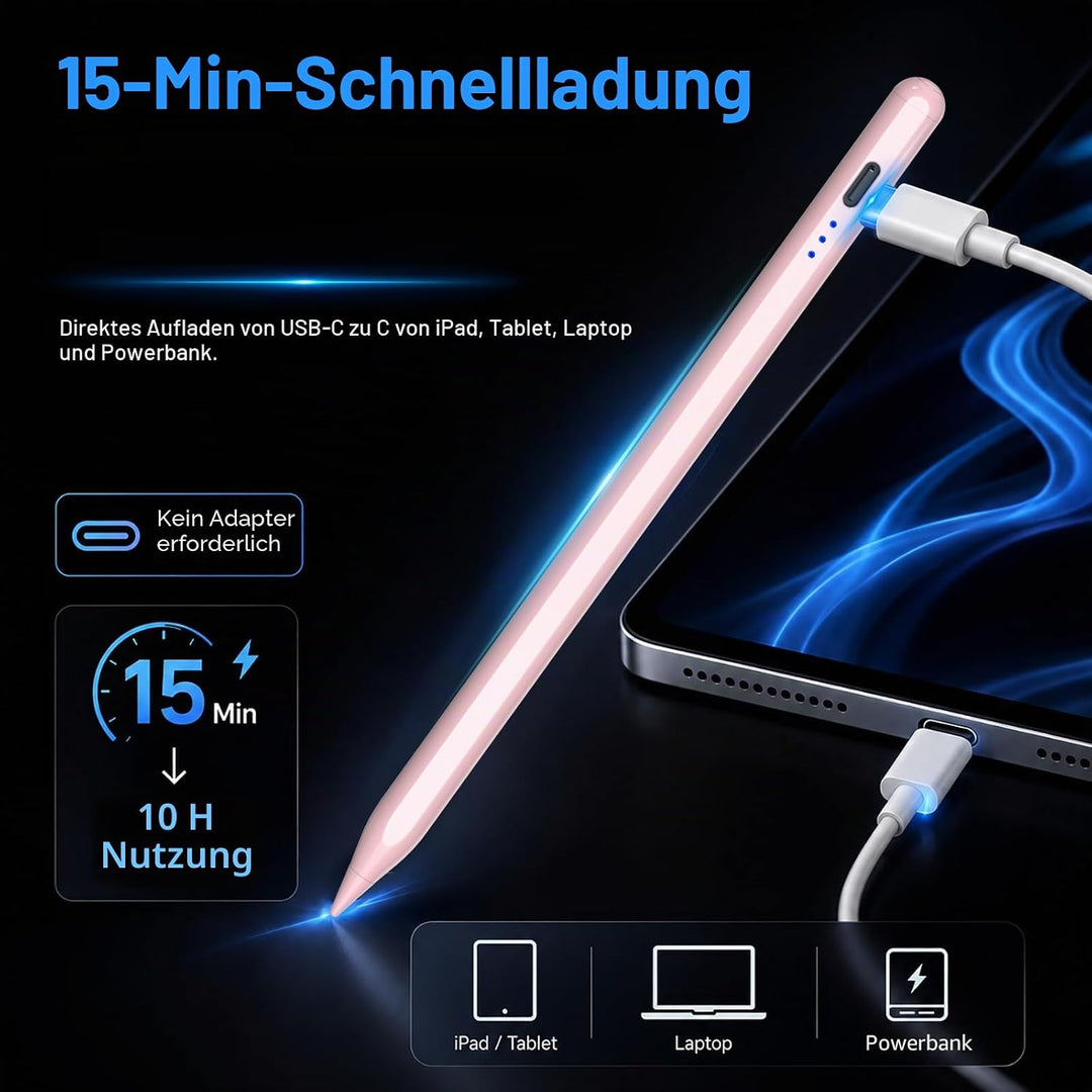 Pencil 1. Generation für iPad 11 (2025-2018), HATOKU Stift für Tablets mit Neigungsempfindlichkeit &