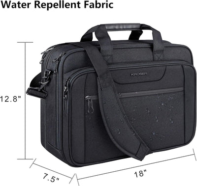 KROSER 18" Laptop Tasche Erweiterbare Laptop-Aktentasche Passt bis zu 17,3 Zoll Laptop Wasserdichte