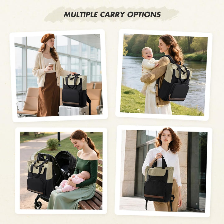GOLF SUPAGS 25L Baby Wickelrucksack mit Tragbarer Wickelauflage und Kinderwagengurte, Lsoliertes Lun