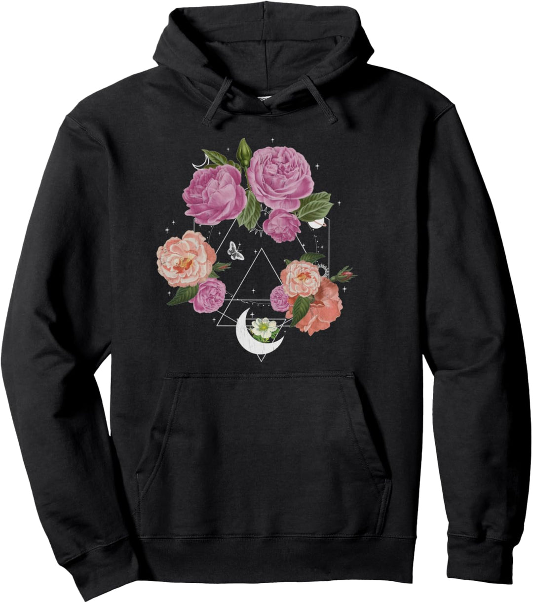 Trendy Floral Space Moon Pullover Hoodie