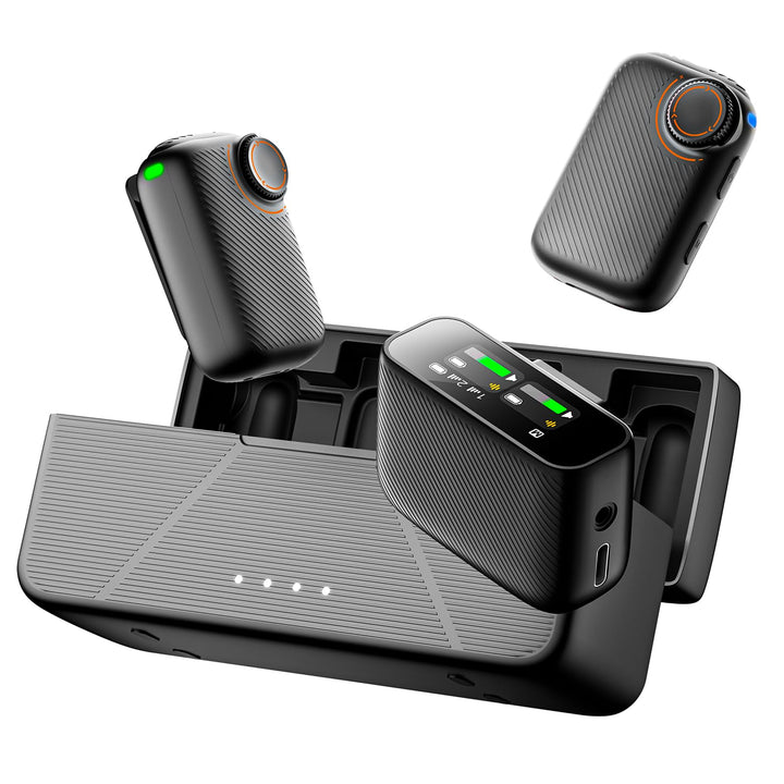 Wireless Microphone,Lavalier-Funkmikrofon,AI Rauschunterdrückung,48kHz/24 bit,Ausdauer 18H, 250m Übe