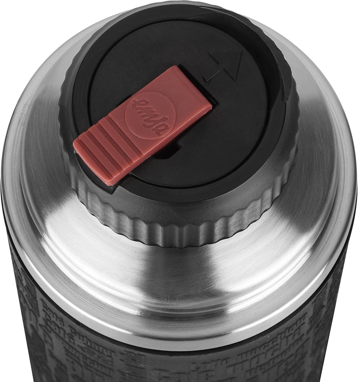 Emsa Senator Sleeve | Schwarz | 0,5 L Thermo-/Isolierflaschen | Edelstahl, 8 x 8 x 24 cm | Hält 4h h