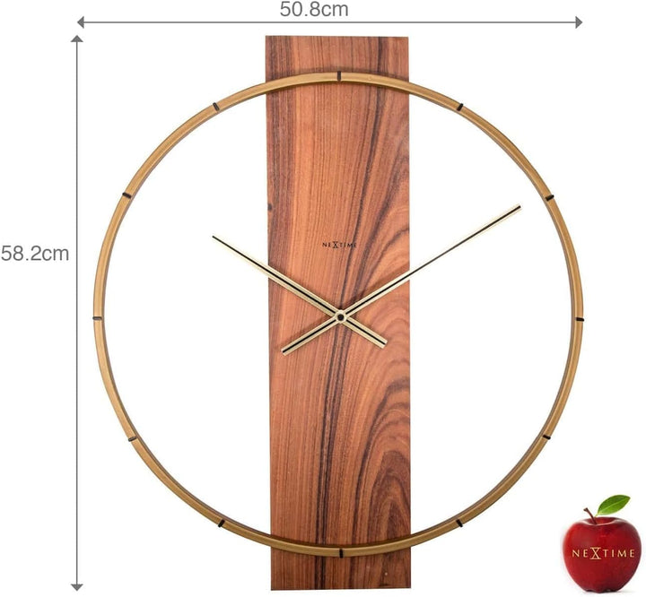 NeXtime Wanduhr "CARL", lautlos, aus Holz, Braun, 58,2 x 50,8 cm