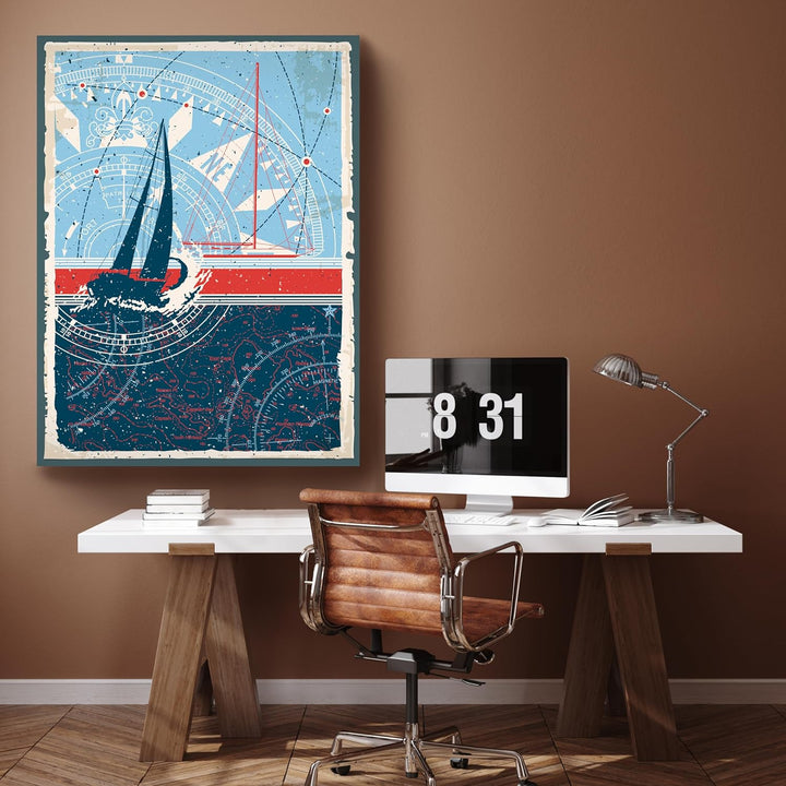 wandmotiv24 Leinwandbild Maritim, 80x60cm, Hochformat, Segelschiff, Deko, Bilder auf Leinwand, Wandd