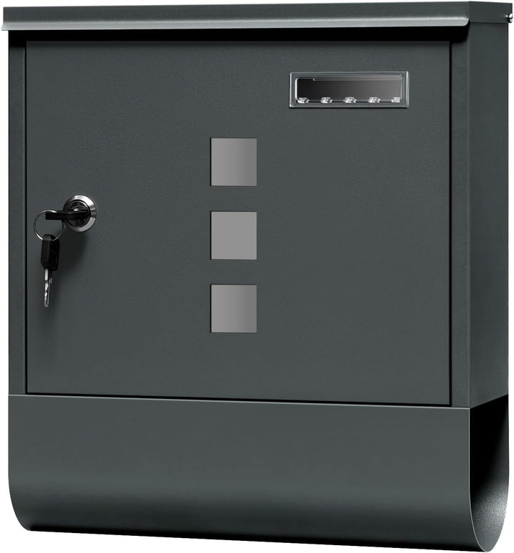 WOLTU Briefkasten Postkasten mit Zeitungsfach Sichtfenstern Namensschild, Wandbriefkasten abschliess