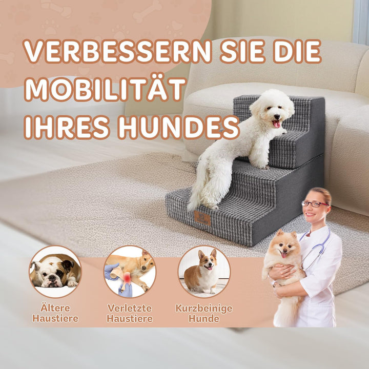 Sytopia Hundetreppe 4 Stufen, 45,7 cm hoch, bis 35 kg, Haustiertreppe für kleine/mittelgrosse Hunde
