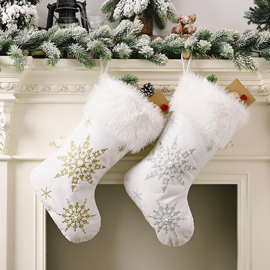 2 Stück Plüsch Nikolausstrumpf Weihnachtsstrümpfe Gross Nikolausstiefel zum Befüllen Grossen Nikolau