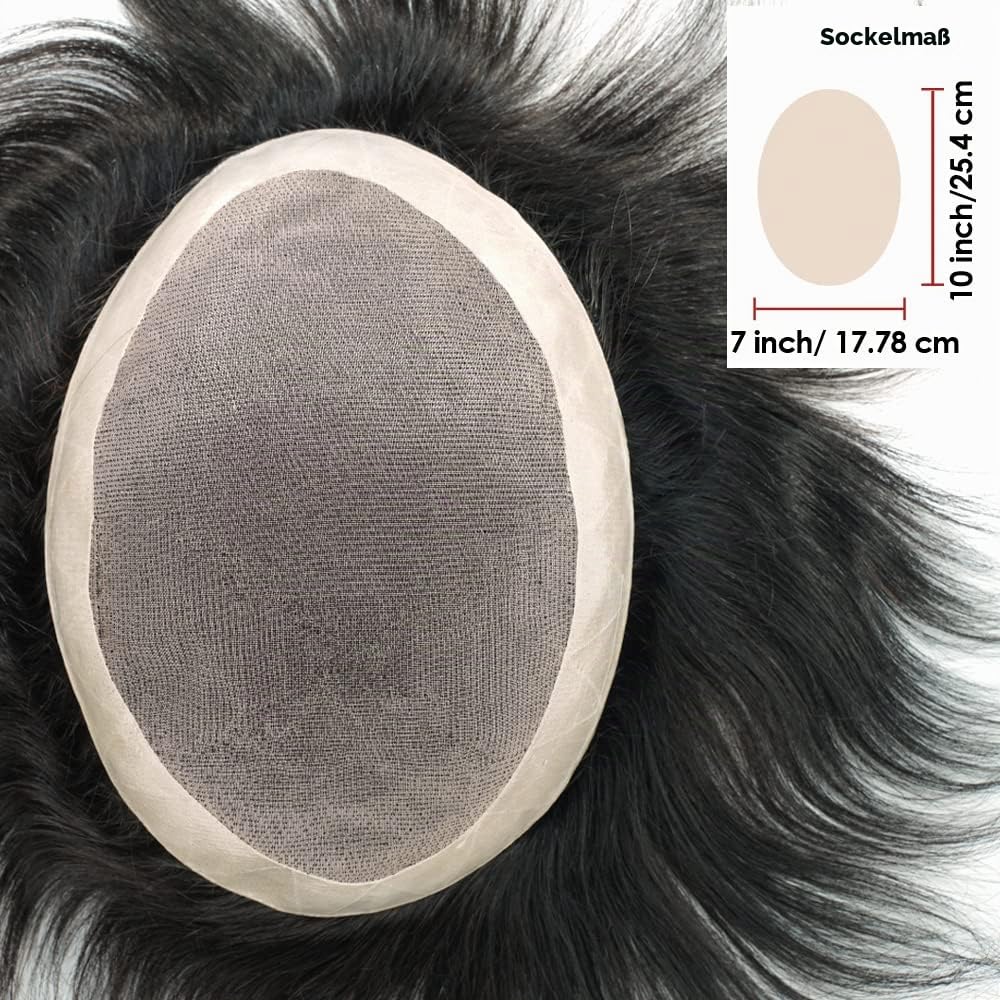 Lordhair Toupet für Männer Haarersatz Systeme Mann, natürliche atmungsaktive Mono-Spitze mit PU-Echt