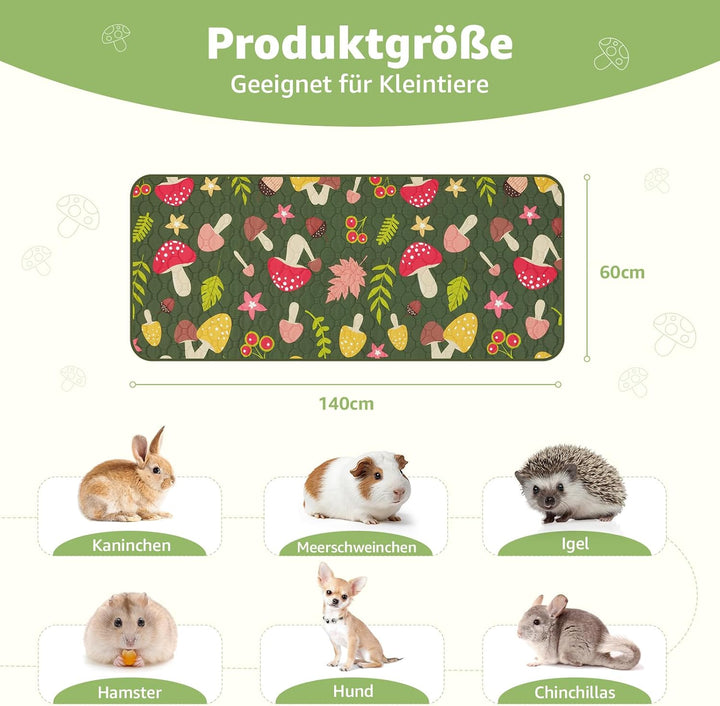 PICK FOR LIFE 2 Stück Pipipads Meerschweinchen waschbar, 140x60 cm 4-lagig saugfähige auslaufsichere