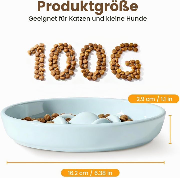 PETTOM Anti Schling Napf Katzen Keramik, Slow Feeder Katze Nassfutter, Langsam Fütterung Katzennapf,