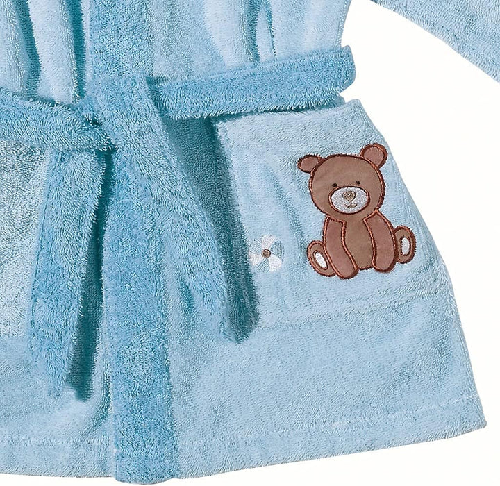 Egeria 501018 Teddy Bear Kapuzenmantel Baby Bademantel, Bio Baumwolle, 32 x 24 x 10 cm, Sky 104 sky,