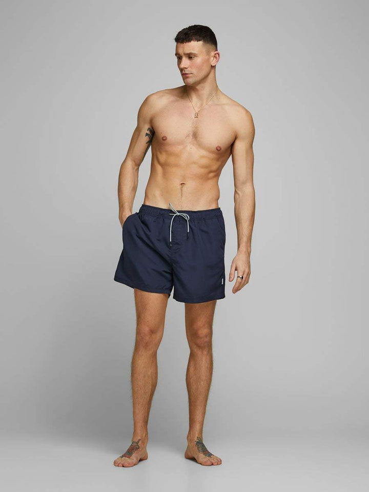 JACK &amp; JONES Herren Badehose Badeshort SPLICELOGO S M L XL XXL Schwarz Rot Orang S Navy Blazer, S Na