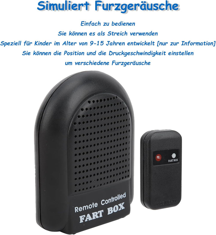 Elektronische Furzbox, lustige Furzmaschine mit Fernbedienung zum Spielen für Unfug für von 9 bis 15