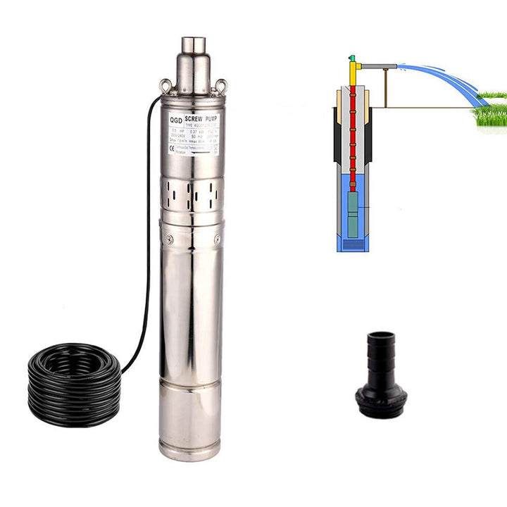 Tiefbrunnenpumpe 220V Tauchpumpe Edelstahl Tauchpumpe oder Hauswasserwerk und Garten (0.37KW 1.8m³/h