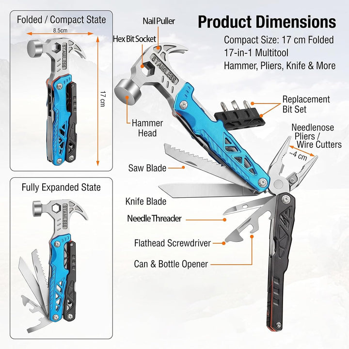 18 in 1 Multitool mit Hammer Multifunktionswerkzeug Multi Tool Werkzeug