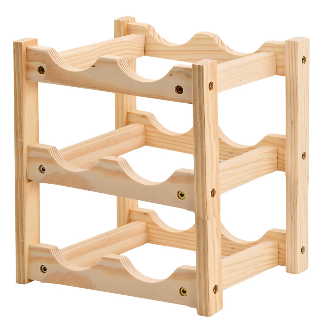 Holz Weinregal, 3 Etagen 6 Flaschen Wein Flaschenregal Aufbewahrungy Halter, Wein Flaschenhalter, We
