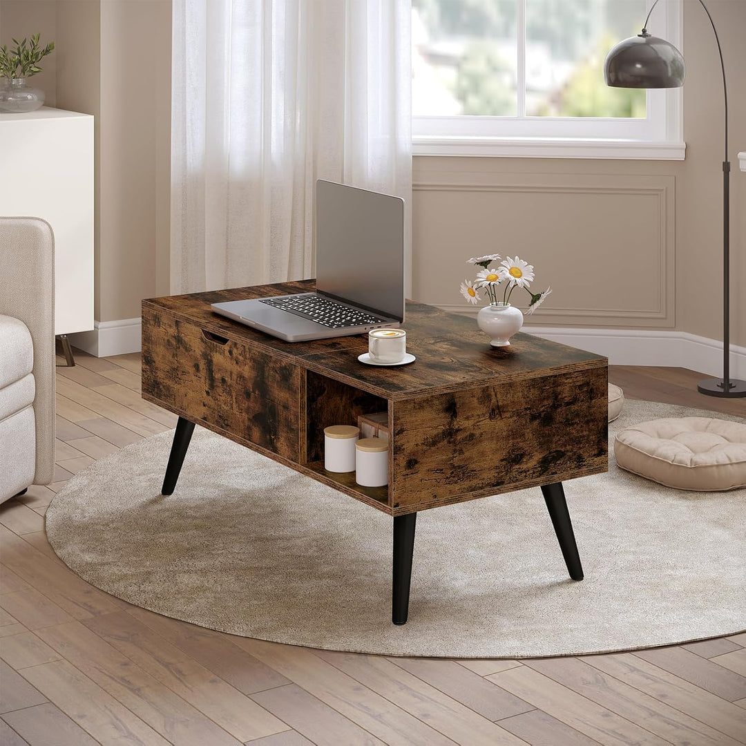 WOLTU Couchtisch höhenverstellbar, Wohnzimmertisch mit Stauraum, Kaffeetisch Beistelltisch Sofatisch
