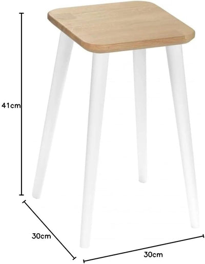 Massiver moderner Hocker aus Eichenholz in quadratischer Form hergestellt in EU (Buchenholz weisse B