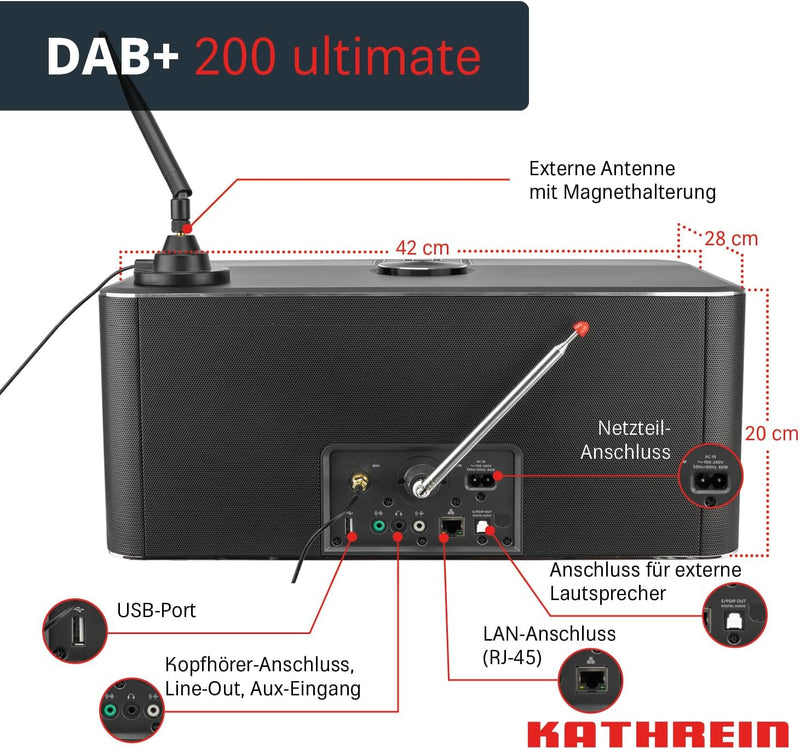 Kathrein DAB Plus Radio I Internet Radio mit CD-Player I Digitalradio DAB+ u. UKW I WLAN Radio mit B