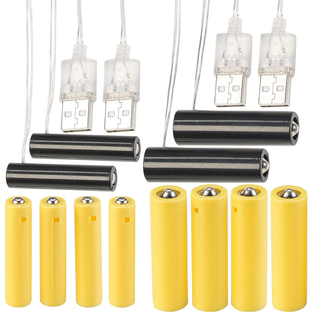 revolt Dummy Batterie: 4er-Set Universal-USB-Batterie-Adapter, ersetzen je 6 AA/AAA-Batterien (AA Ba