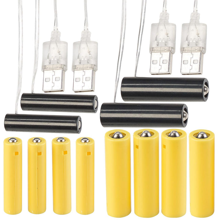 revolt Dummy Batterie: 4er-Set Universal-USB-Batterie-Adapter, ersetzen je 6 AA/AAA-Batterien (AA Ba