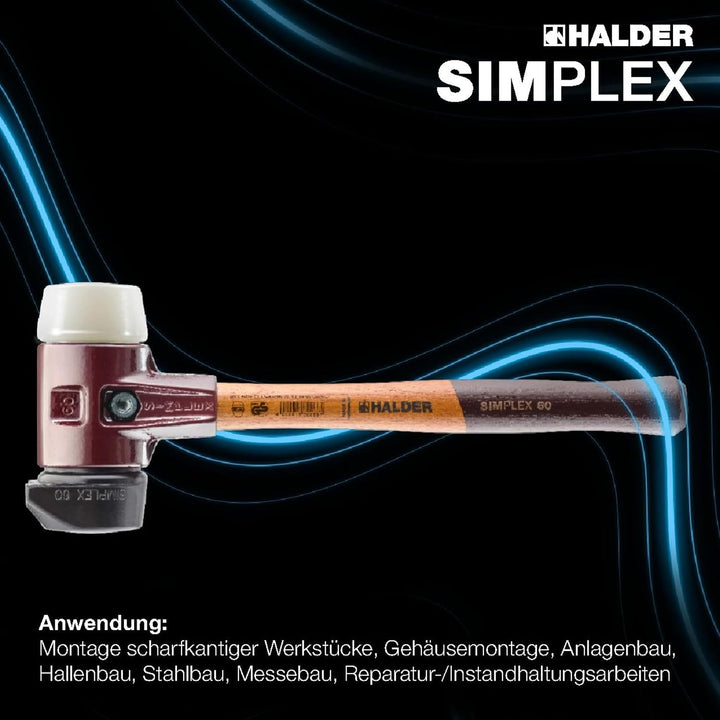 SIMPLEX-Schonhammer, Gummikomposition, mit Standfuss/Nylon; mit Tempergussgehäuse und hochwertigem H