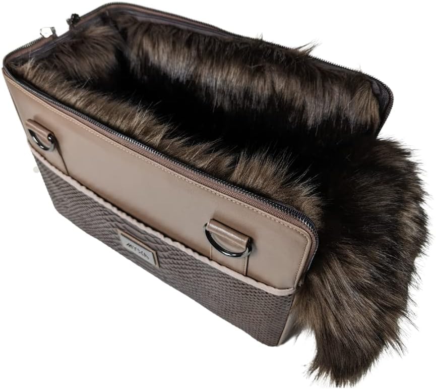MYXA Classi Hundetasche Hundetragetasche Flugtasche mit abnehmbaren Dachnetz (Brown Snake, inkl. 360