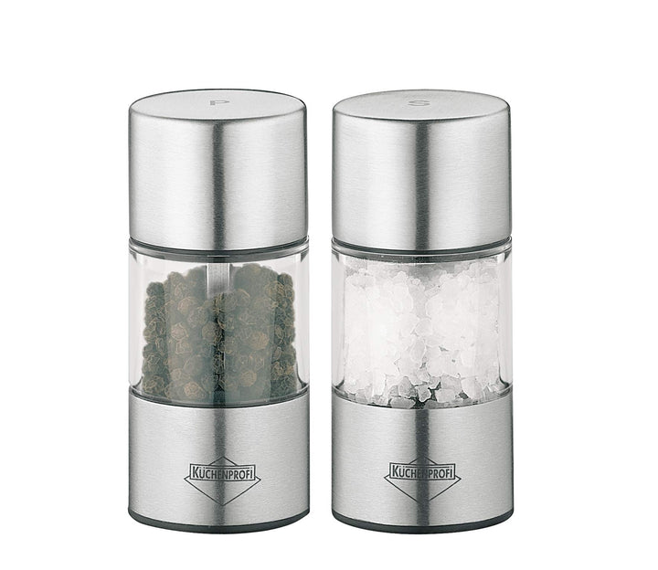 Küchenprofi Midi Mühlen Set Vienna 8,5 cm 3.4" x 1.5" Silber, 3.4" x 1.5" Silber
