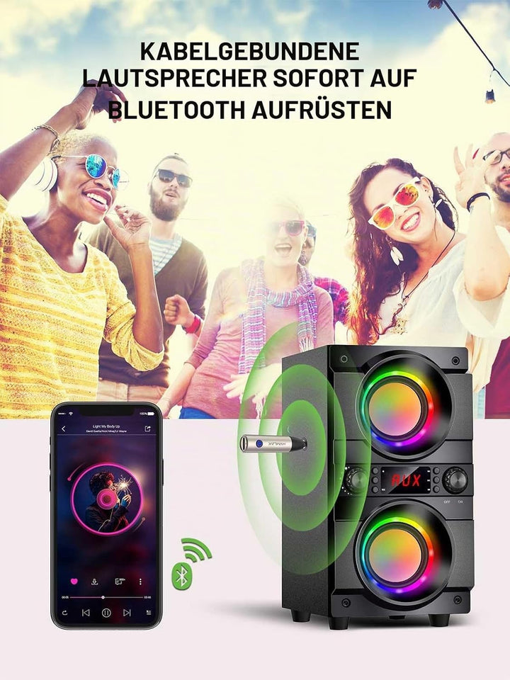 HVMLAK Aux Bluetooth Adapter Auto, Bluetooth 5.3 Empfänger [Stabile Verbindung] für Autoradio Heim-S